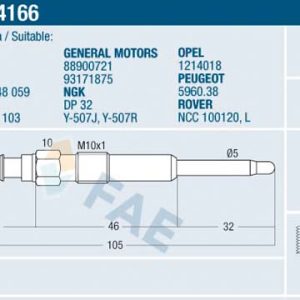 Bujie incandescenta BMW Seria 3 (E46) 320 d diesel 136 cai FAE 74166