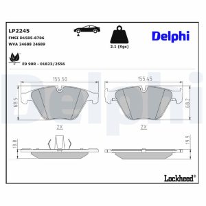 Set placute frana DELPHI LP2245 Set placute frana DELPHI LP2245 – imagine produs