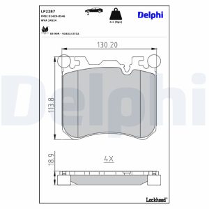 Set placute frana DELPHI LP2287 Set placute frana DELPHI LP2287 – imagine produs