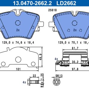 Set placute frana ATE 13.0470-2662.2