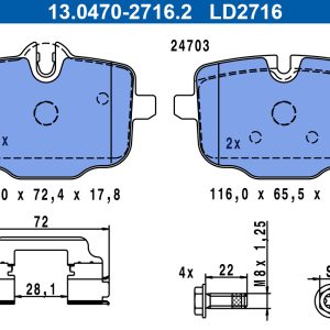 Set placute frana ATE 13.0470-2716.2