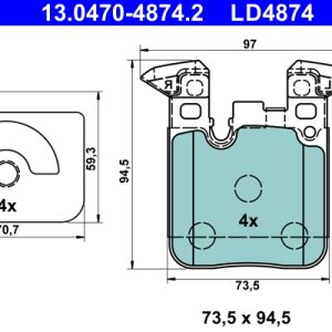 Set placute frana ATE 13.0470-4874.2