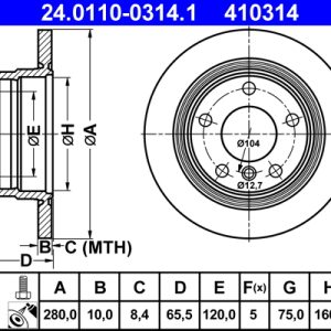 Disc frana ATE 24.0110-0314.1