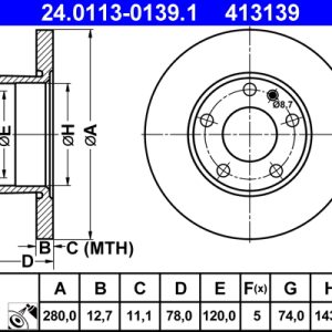 Disc frana ATE 24.0113-0139.1