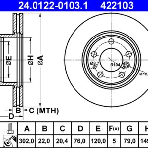 Disc frana ATE 24.0122-0103.1
