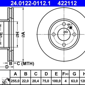 Disc frana ATE 24.0122-0112.1
