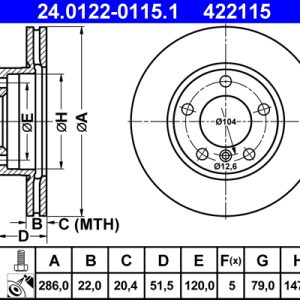 Disc frana ATE 24.0122-0115.1