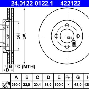 Disc frana ATE 24.0122-0122.1