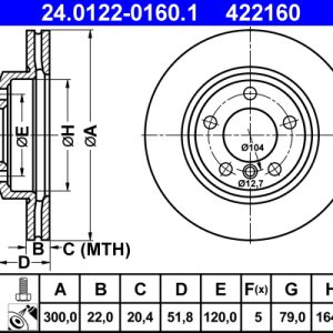 Disc frana ATE 24.0122-0160.1