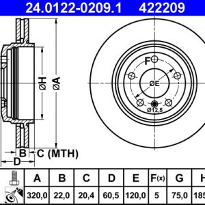 Disc frana ATE 24.0122-0209.1