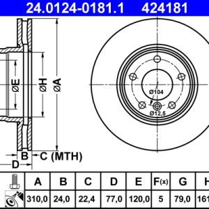 Disc frana ATE 24.0124-0181.1