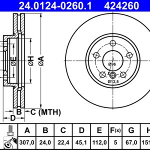 Disc frana ATE 24.0124-0260.1