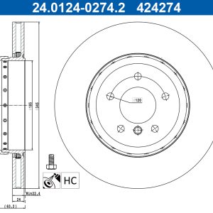 Disc frana ATE 24.0124-0274.2