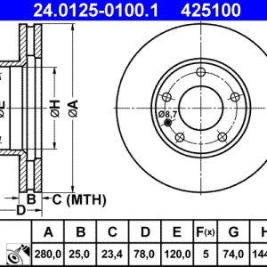 Disc frana ATE 24.0125-0100.1
