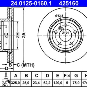 Disc frana ATE 24.0125-0160.1
