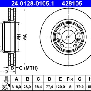 Disc frana ATE 24.0128-0105.1