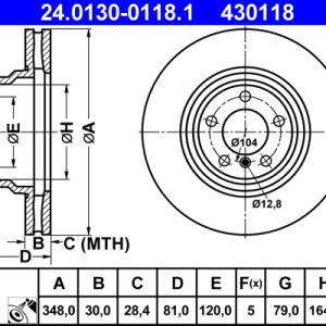 Disc frana ATE 24.0130-0118.1
