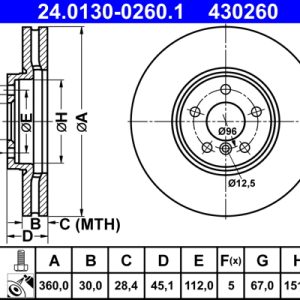 Disc frana ATE 24.0130-0260.1