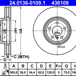 Disc frana ATE 24.0136-0109.1