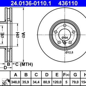 Disc frana ATE 24.0136-0110.1