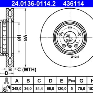 Disc frana ATE 24.0136-0114.2
