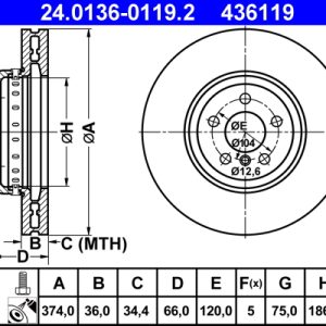 Disc frana ATE 24.0136-0119.2