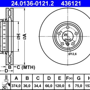 Disc frana ATE 24.0136-0121.2