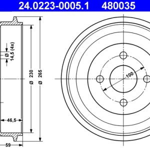 Tambur frana ATE 24.0223-0005.1