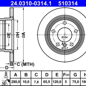 Disc frana ATE 24.0310-0314.1