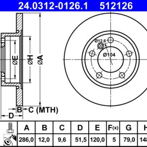 Disc frana ATE 24.0312-0126.1