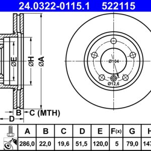 Disc frana ATE 24.0322-0115.1