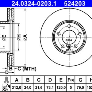 Disc frana ATE 24.0324-0203.1