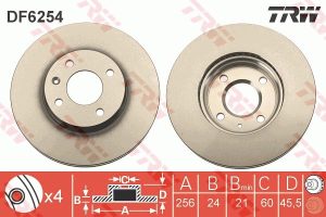 Disc frana -> CHEVROLET AVEO hatchback (T300) 1.2 benzina 69 cai -> TRW DF6254