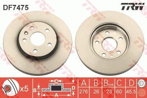 Disc frana -> CHEVROLET CRUZE hatchback (J305) 1.4 benzina 140 cai -> TRW DF7475