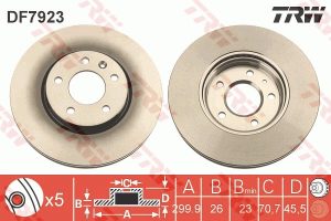Disc frana -> CHEVROLET CRUZE hatchback (J305) 1.4 benzina 140 cai -> TRW DF7923