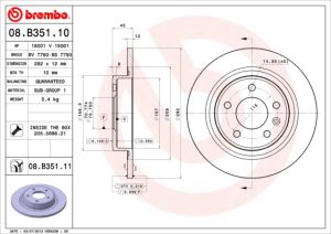 Disc frana -> CHEVROLET CRUZE (J300) 1.4 benzina 101 cai -> BREMBO 08.B351.11