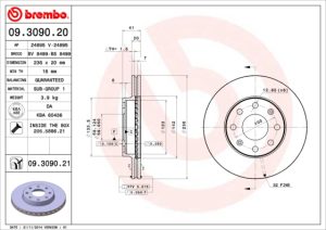 Disc frana -> CHEVROLET SPARK (M300) 1.0 benzina 65 cai -> BREMBO 09.3090.21