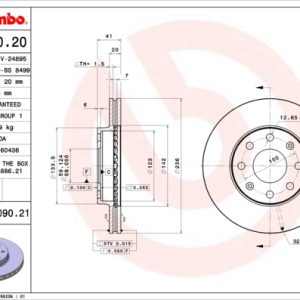 Disc frana -> CHEVROLET SPARK (M300) 1.0 benzina 65 cai -> BREMBO 09.3090.21