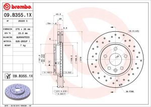 Disc frana -> CHEVROLET CRUZE (J300) 1.4 benzina 101 cai -> BREMBO 09.B355.1X