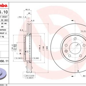 Disc frana -> CHEVROLET CRUZE hatchback (J305) 1.4 benzina 140 cai -> BREMBO 09.B356.11