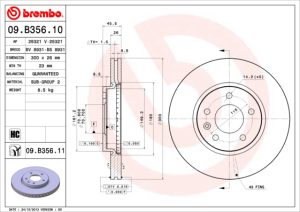 Disc frana -> CHEVROLET CRUZE (J300) 1.4 benzina 101 cai -> BREMBO 09.B356.11