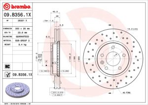 Disc frana -> CHEVROLET CRUZE (J300) 1.4 benzina 101 cai -> BREMBO 09.B356.1X