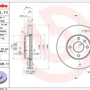 Disc frana -> CHEVROLET AVEO hatchback (T300) 1.2 benzina 69 cai -> BREMBO 09.D426.11