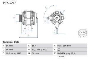 Alternator -> CHEVROLET CRUZE (J300) 1.8 benzina 140 cai -> BOSCH 0 986 083 420