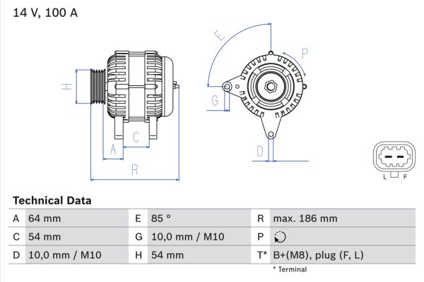 Alternator -> CHEVROLET CRUZE (J300) 1.8 benzina 140 cai -> BOSCH 0 986 083 420