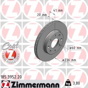 Disc frana -> CHEVROLET SPARK (M300) 1.0 benzina 68 cai -> ZIMMERMANN 185.3952.20