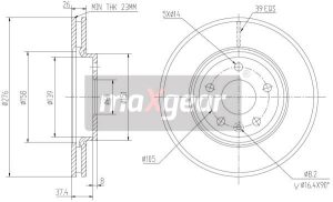Disc frana -> CHEVROLET AVEO limuzina (T300) 1.4 benzina 140 cai -> MAXGEAR 19-2334