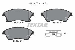 Placute frana -> CHEVROLET CRUZE Station Wagon (J308) 1.4 benzina 140 cai -> TEXTAR 2503101