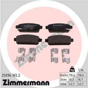 Placute frana -> CHEVROLET CRUZE Station Wagon (J308) 1.4 benzina 140 cai -> ZIMMERMANN 25096.165.2