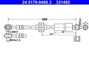 Furtun frana -> CHEVROLET CRUZE (J300) 1.6 benzina 109 cai -> ATE 24.5176-0400.3